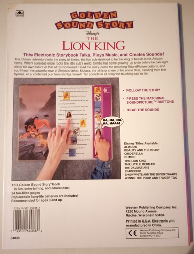  Disney's The LION KING Golden Sound Story Book: Works Pic 2